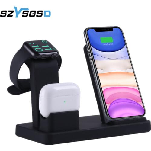 3 in 1 Wireless Charger Stand For iPhone 11/12 Pro Max Qi Fast Charging Induction Chargers For Apple Watch 6 5 4 AirPods Pro