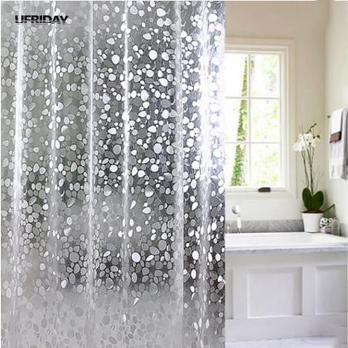 UFRIDAY Brand Transparent EVA Shower Curtain 3D Stone Pattern Waterproof Bath Curtains for Curtains Bathroom Bling Bath Screens