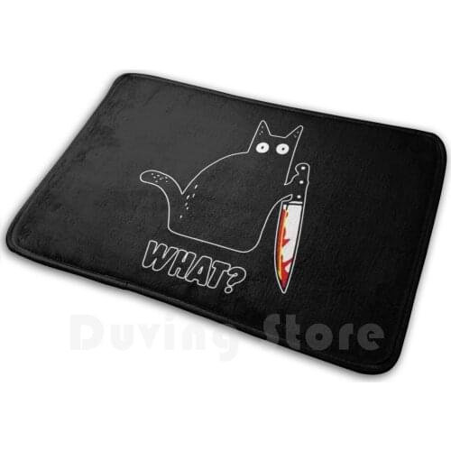 Cat What ? Funny Black Cat Gift For Cats Lovers Mat Rug Carpet Anti-Slip Floor Mats Bedroom Cat What Funny Black Cat For Cats