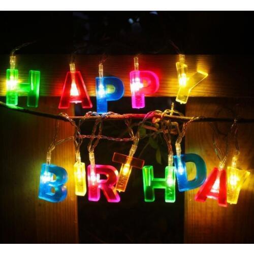 Chicinlife 1Set Happy Birthday Letter Shaped String LED Light Baby Shower Birthday Party Indoor Home Kids Favors Decor Supplies