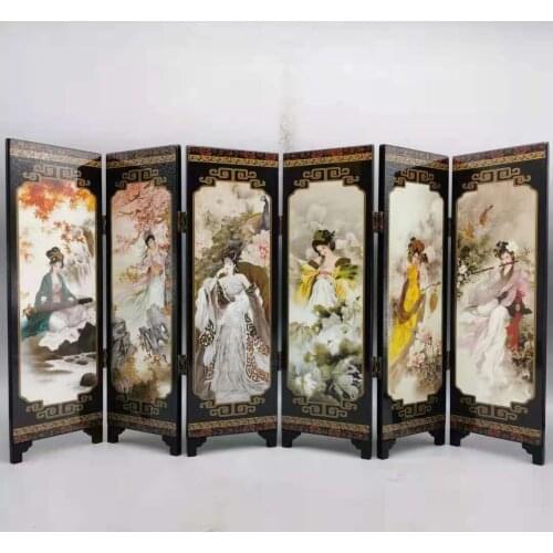 Lacquerware wood small screens, Ancient beauty picture, Exquisite crafts, gifts and decorations