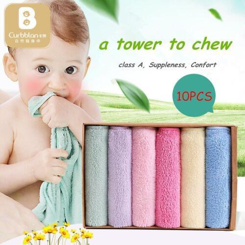 Curbblan Baby Bath Towel For Kids Baby Handdoek 10pcs 30*30cm Gift Small Face Towels Set Hooded Baby Microfiber Muslin Towel