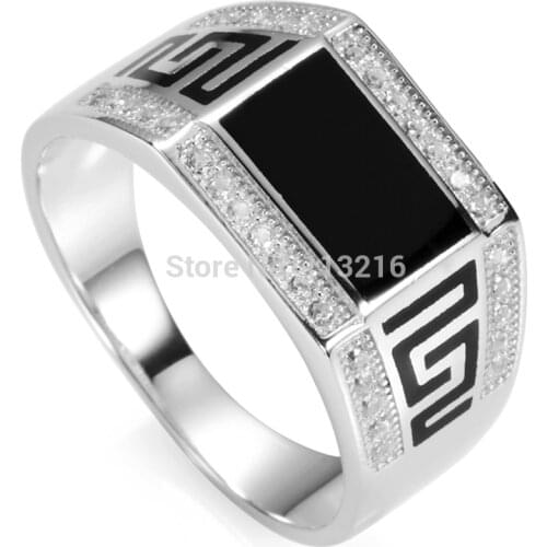 Eulonvan Black Resin 925 sterling Silver wedding rings Jewelry & Accessories for men dropshipping S-3778 size 7 8 9 10 11 12 13