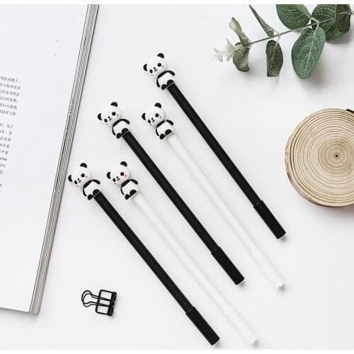 2pcs Chubby Panda Gel Pen Ballpoint 0.5mm Black Ink Pens for Writing Kawaii Novelty Kids Gift Office School FB961