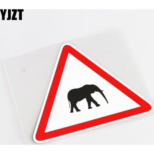 YJZT 11CM*9.3CM Interesting Warning Pattern Elephant PVC Car Window Sticker Decal 13-0784