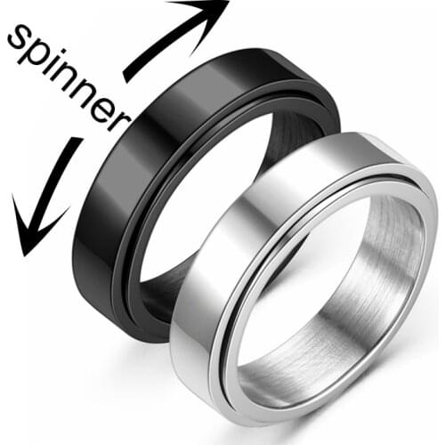 Trendy 6mm Anxiety Ring for Women Spinner Fidgets Rings Stainless Steel Rotate Freely Spinning Anti Stress Accessories Jewelry