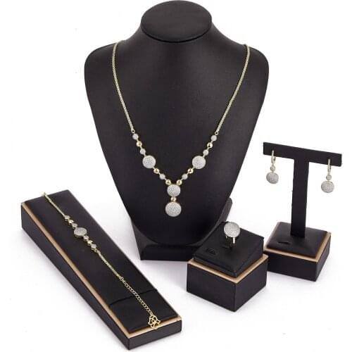 Traditional jewelry set necklace earrings Ring for women traditional brida jewelry set Morocco gold color jewelry set