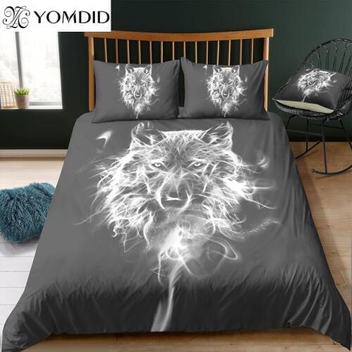 3D printing bedding sets wolf pattern duvet cover set black background queen king size quilt cover pillowcase Indians home decor