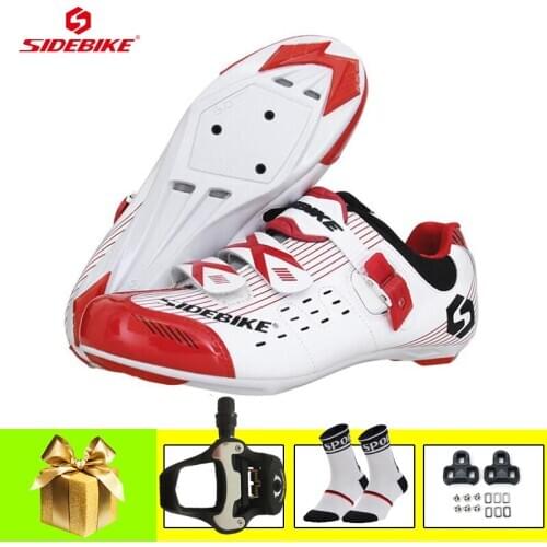 SIDEBIKE Pro Cycling Shoes Road Sapatilha Ciclismo Self-locking Breathable Outdoor Road Bike Shoes Athletic Cycling Sneakers
