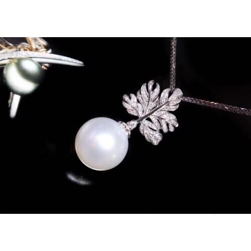M1105 Solid S925 Sterling Silver Round 12-13mm Nature Fresh Water Edison White Pearls Pendants Necklaces for Women Gifts