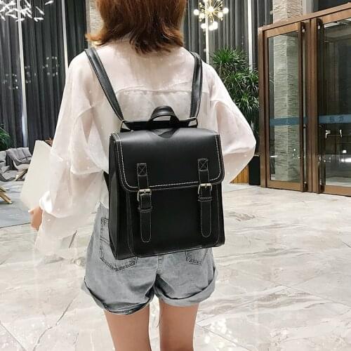 Fashion School Bag for Girls High Quality Leisure Shoulder Bag Vintage Backpack Female Pu Leather Bag Womens Backpack