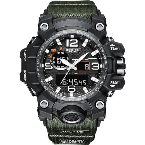 ADDIES Mens Watch Military Camouflage Style Big Dial Sports Watch Digital Waterproof Luminous Electronic Watch
