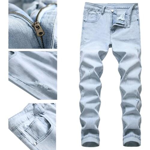 Mens 2021 spring and autumn trend all-match new pants jeans casual mens slim stretch feet