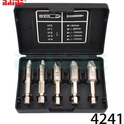 Easy Speedout Stripped Remove Damaged Screw Extractor Set 0# 1# 2# 3# 4# Broken Stuck Screw Removal Tool Kit 200pcs/lot