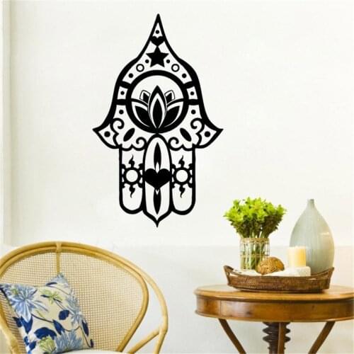 Religious Lotus Hamsa Hand Wall Sticker PVC Indian Buddha Home Decor Living Room Bedroom Wall Decals Decoration