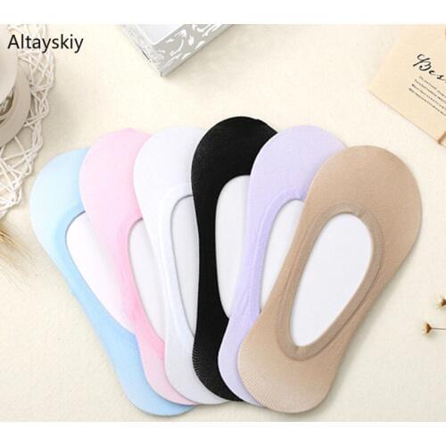 Sock Slippers Women Transparent Thin Socks Korean Style All-match Breathable Simple Retro Girls Solid Soft Elegant Daily Womens