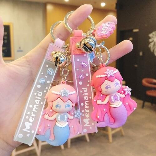 New Cartoon Mermaid Keychain Creative Bag Car Pendant Exquisite Keyring Gift For Girl Friends Women Bag Car Key Holder