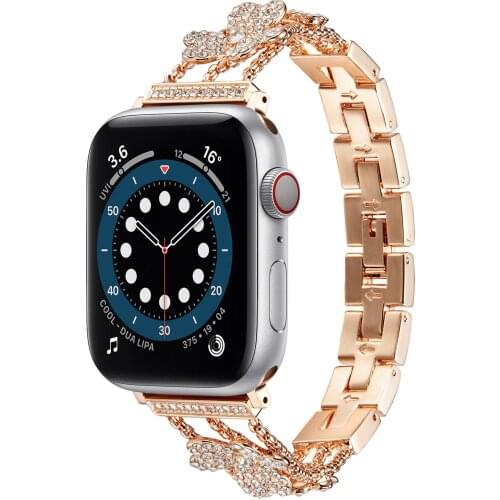 New diamonds strap for Apple watch band 44mm 40mm 4 3 2 Metal strap bracelet for iwatch serice 6 5 38mm 42mmreplacement bracelet