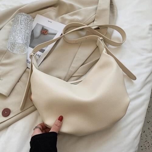 Luxury Handbags Women Hobos Bags Designer 2021 Vintage Female Shoulder Bag Sac New White Simple Soft Leather Messenger Bag Women
