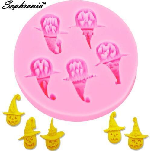 Sophronia Hot Halloween pumpkin hats Silicone Mold Fondant Chocolate Fondant Cake Tools Non-stick Mold For Cake Decorating m100