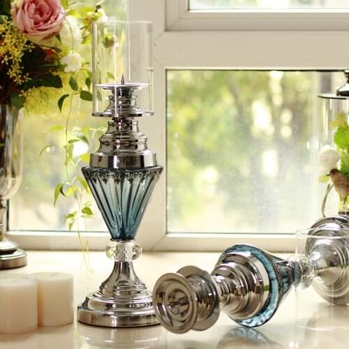Nordic Glass Candle Stand and Set Home Decor Retro Romantic Creative Candlestick Wedding Porch Kerzenhalter Home Ornaments