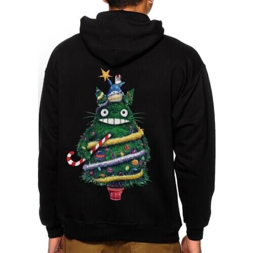 SUNOWE Merry Christmas Casual Totoro Print Hoodies Hooded Sweatshirts Fashion Couple Hoodie My Neighbor Unisex Pullover Tops