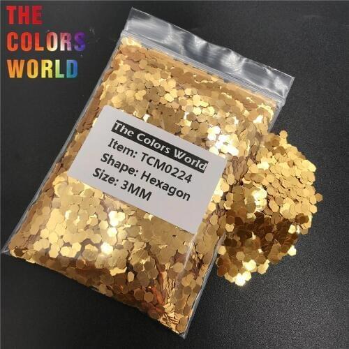 TCM0224 24k Gold Color Metallic Luster Hexagon Shape Nail Glitter Nail Art Decoration Makeup Body Glitter Handwork DIY