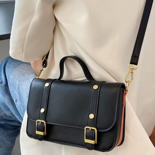 Vintage Shoulder Crossbody Flap Bags For Women 2021 PU Leather Womens Designer Solid Color Handbag Female Travel Messenger Bag