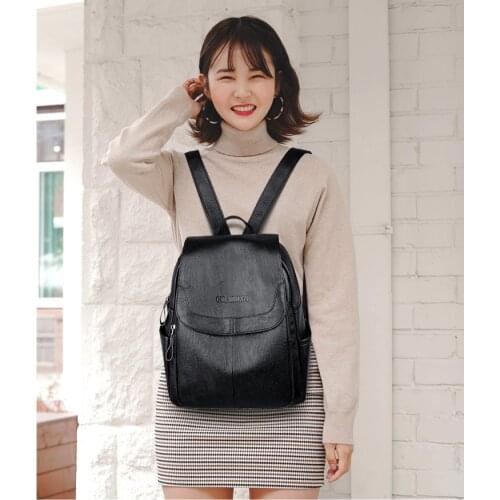 Ladies Bagpack Vintage School Bags for Girls Travel Back Pack Sac a Dos Women Leather Backpacks Female Shoulder Bag