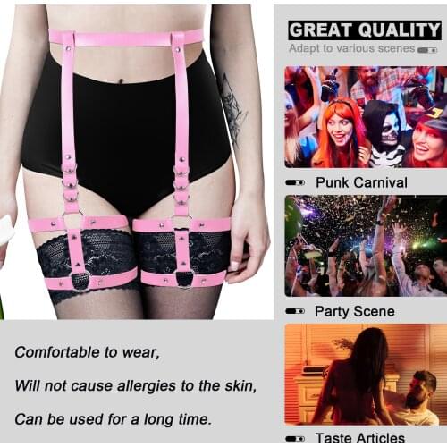 Women Leather BDSM Sex Body Thigh Bondage Ring Erotic Outfit Sexy Harajuku Punk Garter Belts Leg Harness Lingerie Fetish Rave