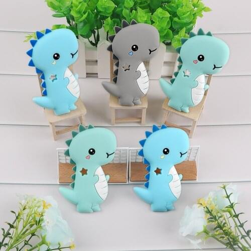 Kovict 1Pc Cartoon Dinosaur Silicone Animal Teether Baby Teeth Care Nipple Chain Bead Rodent Molar Toy BPA-Free