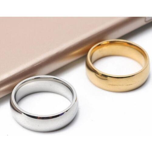 100pcs GOLD SILVER 6mm Comfortable Quality Stainless Steel Rings Classic Wedding Rings for Men Women