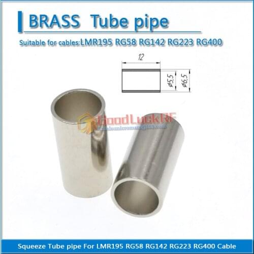 10X Pcs RF Connector Squeeze Tube pipe For LMR195 RG58 RG142 RG223 RG400 Cable Straight Nickel Plated
