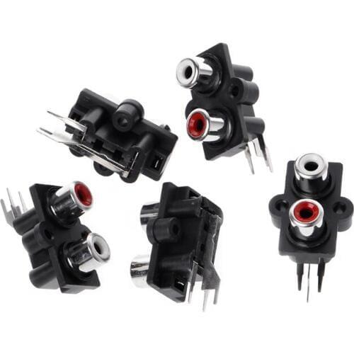 5 Pcs PCB Mount 2 Position Stereo Audio Video Jack RCA Female Connector L15