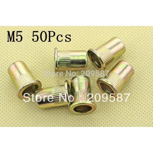 50pcs Metric Steel Flat Head M5 Blind Insert Rivet Nut Rivnut Free Shipping