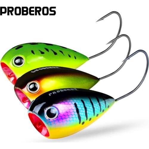 6PC PRO BEROS Popper Fishing Lure 12g-0.42oz/5.2cm-2.05" Artificial Hard Baits Floating Swim Wobblers Baits With 3D Eyes 2019