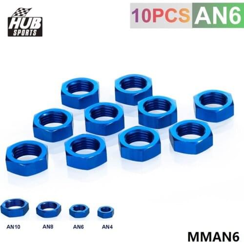 6AN AN6 BULKHEAD BLUE ALUMINUM ANODIZED NUT SEALING LOCKING FITTING ADAPTER HU-MMAN6