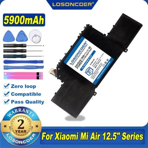 100% Original LOSONCOER NEW 5900mAh For Xiaomi Mi Air 12.5-inch Laptop 161201-01 161201-AA R10B01W R10BO1W Laptop Battery