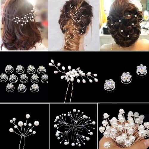 Hair Accessories Wedding Bridal Pearl Flower Crystal Rhinestone Hair Pins Clips Bridesmaid Hairwear Jewelry Barrette Hairpins