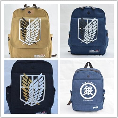 Anime ATTACK ON TITAN Action Figure Printed Canvas Shingeki No Kyojin Scouting Legion boy girl Shoulders Bag Backpack Knapsack