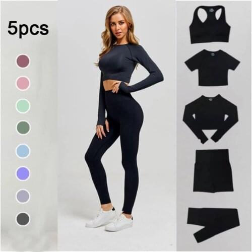 Seamless Yoga Set Gym Clothing Workout Clothes For Women Gym Set High Waist Sport Outfit Yoga Fitness Suit