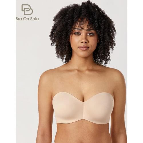 Womens Strapless Bra Unlined Underwire Minimizer Plus Size Support Multiway