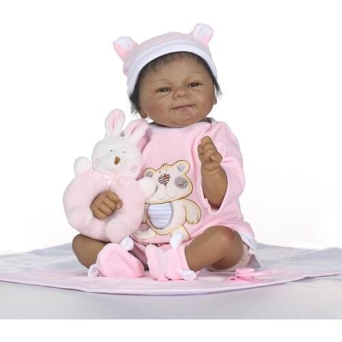 Newborn baby black doll realistic African baby boy girl silicone doll toys for children gift 40cm bebe reborn NPK DOLL