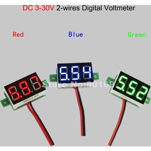 5V9V12V24V Two Wires Digit Voltage Meter 0.36" DC3.00-30V Blue LED Display Battery Tester Digital Voltmeter