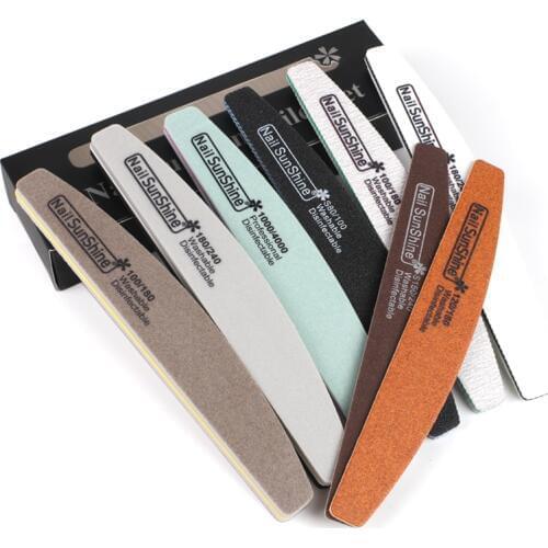 8Pcs/box Wooden Nail Files Sponge Nail File Buffer Block Set Mix All Grits Half Moon Sandpaper Nail Files For UV Gel Polish Tool