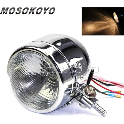 3.5" Dominator Headlight Chrome Dual Sport Head Light for Harley Chopper Cafe Racer Dyna Sportster Touring