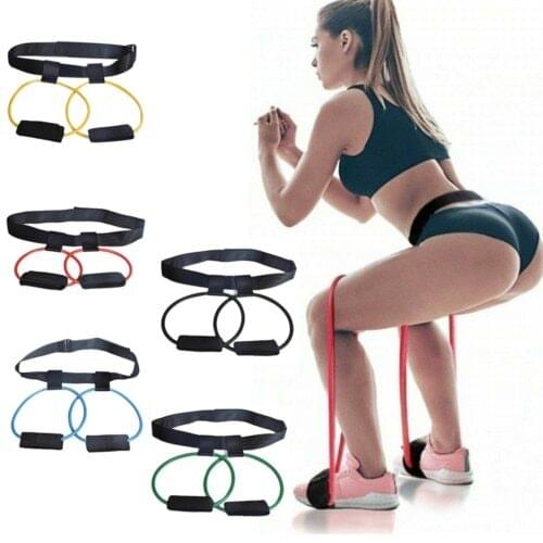 Fitness Gym Leg Booty Resistance Elastic Band Muscle Training Indoor Pedal Exerciser Workout at Home Adjustable Waist Trainer