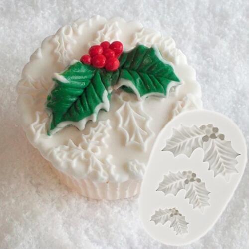 Holly Trio Moulds Fondant Cake Decorating Tools Silicone Molds Sugarcraft Chocolate Baking Tools for Cakes Gumpaste Form