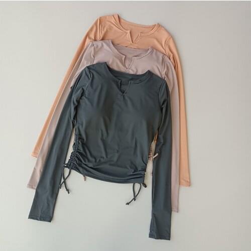 2021 Autumn Women Slim Sports Tops Fitness Long Sleeve T-shirt Quick-drying V-neck Running Sport Shirts