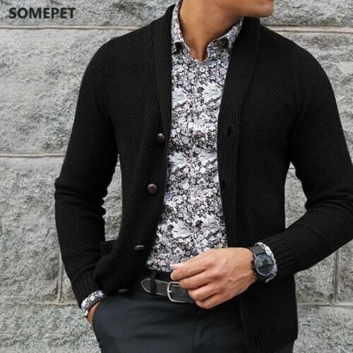 Cardigan Sweater Men Streetwear Fashion Sweater Coat Men Autumn Winter Warm Cashmere Wool Cardigan Men